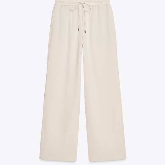 Zara cream fluid pajama like wide leg pants NWT - Picture 2 of 13